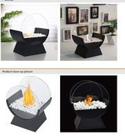 Cheminée d'intérieur portable en bioéthanol en forme d'arc, résistante aux hautes températures, pour table, noire