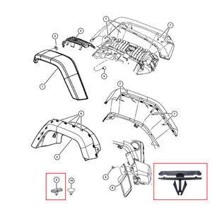 Jeep Wrangler Dodge Door Trim Panel Clips <b>Wheel</b> Arch Protector Fasteners 68039280AA PP Material <b>Replacement</b> Repair Parts - Product Image 1