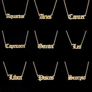 Collana Minimalista con Ciondolo Oroscopo in Acciaio Inossidabile e Catena a Maglie, Nuovo Design per Feste, 12 Gioielli, Regali di Amicizia per Donne - Product Image 2