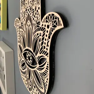 Laser Gesneden Houten Mandala Bloem Hamsa Wall Art Voor Woonkamer Home Decor