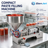 Machine de remplissage pneumatique semi-automatique de haute précision pour pâtes et poudres, 10-100 ml, remplisseur à piston pour miel, sauces et liquides visqueux en bouteilles