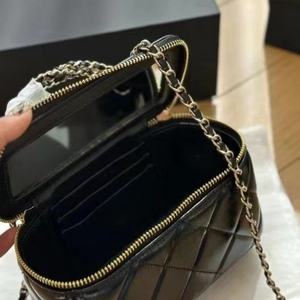 Bolsos cruzados de cadena de lujo para mujer, bolso de hombro de cuero genuino a la moda, Asa de Metal, caja con doble cremallera, bolso cosmético a cuadros - Product Image 1