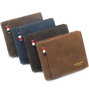 China Supplier Quality Cheap Slim Man's Wallet Pocket Leather Men Purse Short Classic Brown Business PU Leather Wallet As Gift