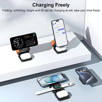 Station de recharge sans fil pliable 3 en 1 pour iPhone 15 14 13 12 AirPods 3/2 Watch 9 8 7 pour Samsung Galaxy Chargeur magnétique