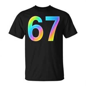 Camiseta 67 Six Seven Meme con Estampado de Arcoíris, Negra, Unisex, Talla Adulto, Cuello Redondo, Manga Corta, Impresión Digital, Actividades Promocionales - Product Image 3