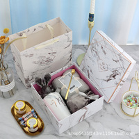 Boîte d'emballage de tasse en verre de luxe personnalisée, carton rigide, tasse à café en céramique nordique légère, coffret cadeau, emballage avec mousse
