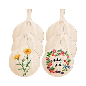 6 Piece Mini <strong>Unfinished</strong> <strong>Wooden</strong> Cutting <strong>Board</strong> Craft Handle Rustic <strong>Cheese</strong> Charcuterie Serving <strong>Board</strong> Disposable Dishwasher Safe - Product Image 1
