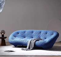 Juego de Sofás Cuadrados Seashell, Diseño Egipcio Moderno, Cuero Genuino Azul, Sofá Modular de 3 Plazas para Sala de Estar, Muebles para Villa