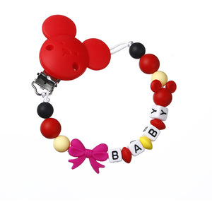 Cadena de silicona con clip de <span class=keywords><strong>Mickey</strong></span> Mouse para chupete, anticaída, para molares, para bebés, venta al por mayor - Product Image 5
