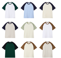 T-shirt à col rond en coton biologique 32S double fil 240g, manches raglan, coupe ample, respirant, uniforme de travail personnalisé