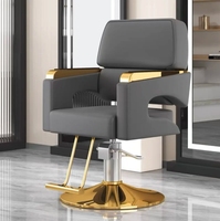Fauteuil de salon de coiffure haut de gamme Wss 2025, pivotant et relevable, en acier inoxydable, noir, pour hommes