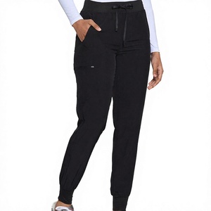 Pantalones Deportivos Cargo Negros de Cintura Alta para Mujer, con Cordón Ajustable, Cintura Elástica y Bolsillos, Pantalones Casuales hasta el Tobillo - Product Image 1