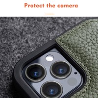 Étui de protection MELKCO pour iPhone 13 14 Pro Max en cuir de vache véritable, cuir microfibre, coque de téléphone en PC