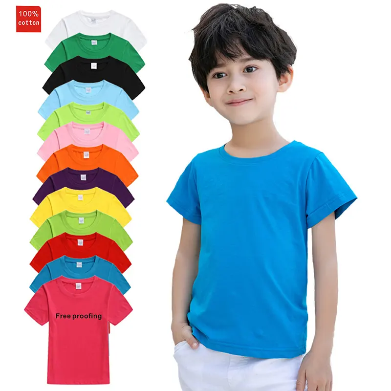 Children Short Sleeve Custom Logo Printing 100% Cotton Cartoon Cute Kids Baby Boy T shirts