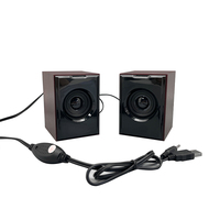 Speaker Komputer Klasik Kayu AUX USB Berkabel OEM Kustom Aktif Ganda Desktop Laptop Mini Portabel M-010S