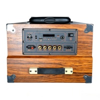 Enceinte Karaoké Portable en Bois avec Poignée Télescopique et Roues, Batterie 7.4V 3000mAh, Stéréo TWS pour Spectacles en Extérieur