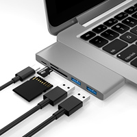 Hub USB-C 5-en-1 à branchement direct, adaptateur multiport, 2xUSB3.0, lecteur de cartes TF/SD, extension en alliage d'aluminium, en stock