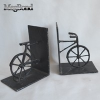 Fonte pour serre-livres de vélo Figurine de sculpture en métal noir unique pour la décoration de table serre-livres de vélo artisanat