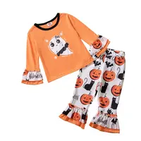 Vêtements d'automne pour enfants, nouvel ensemble deux pièces d'halloween citrouille mode fantôme elfe vêtements mignons pour filles 2022