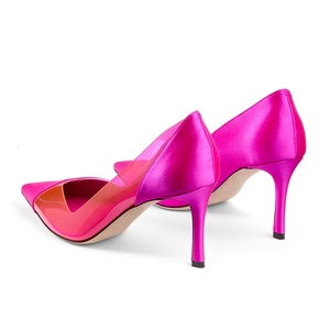 Women's Stitching High <strong>Heels</strong> Pointed Toe Pumps <strong>Mature</strong> Daily Fashion Stiletto Elegant All-match Ladies Shoes - Product Image 2