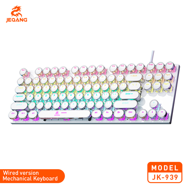 Jeqang JK-939 Wired RGB Gaming Mechanical Keyboard 87 Keys Full Size USB/PS/2 Interface Red Switch Axis Plug&Play Multimedia