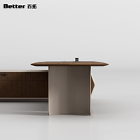 Bureau de direction en forme de L avec éclairage LED et serrure à combinaison au design moderne pour le bureau du patron
