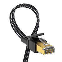 Cable Ethernet Cat 8 con Trenzado de Nailon, Cable de Red LAN, 40 Gbps, SFTP, RJ45, Plano, para Módem/Router/Juegos/PC