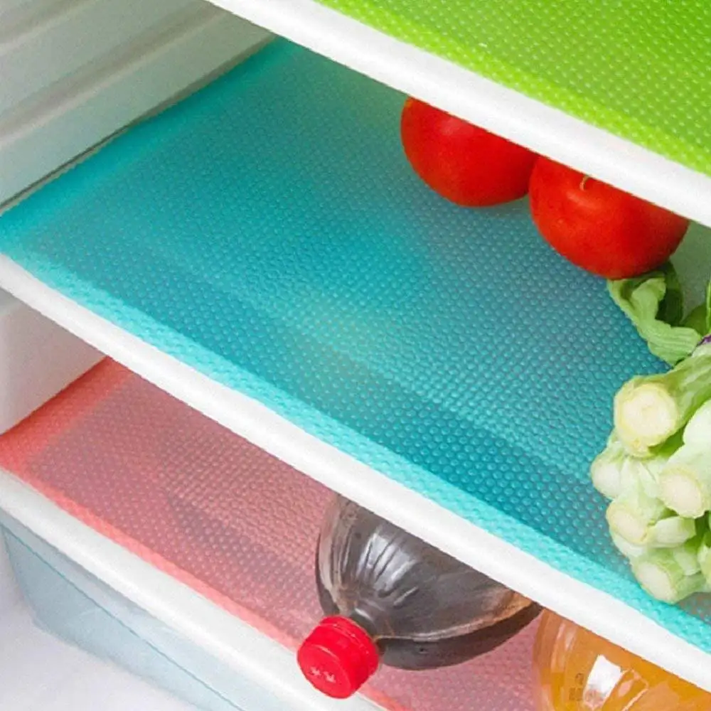 متعددة سوار ملون من السيليكون المواد مكافحة تخطي الثلاجة أدراج الثلاجة الحصير 4 قطعة مجموعة