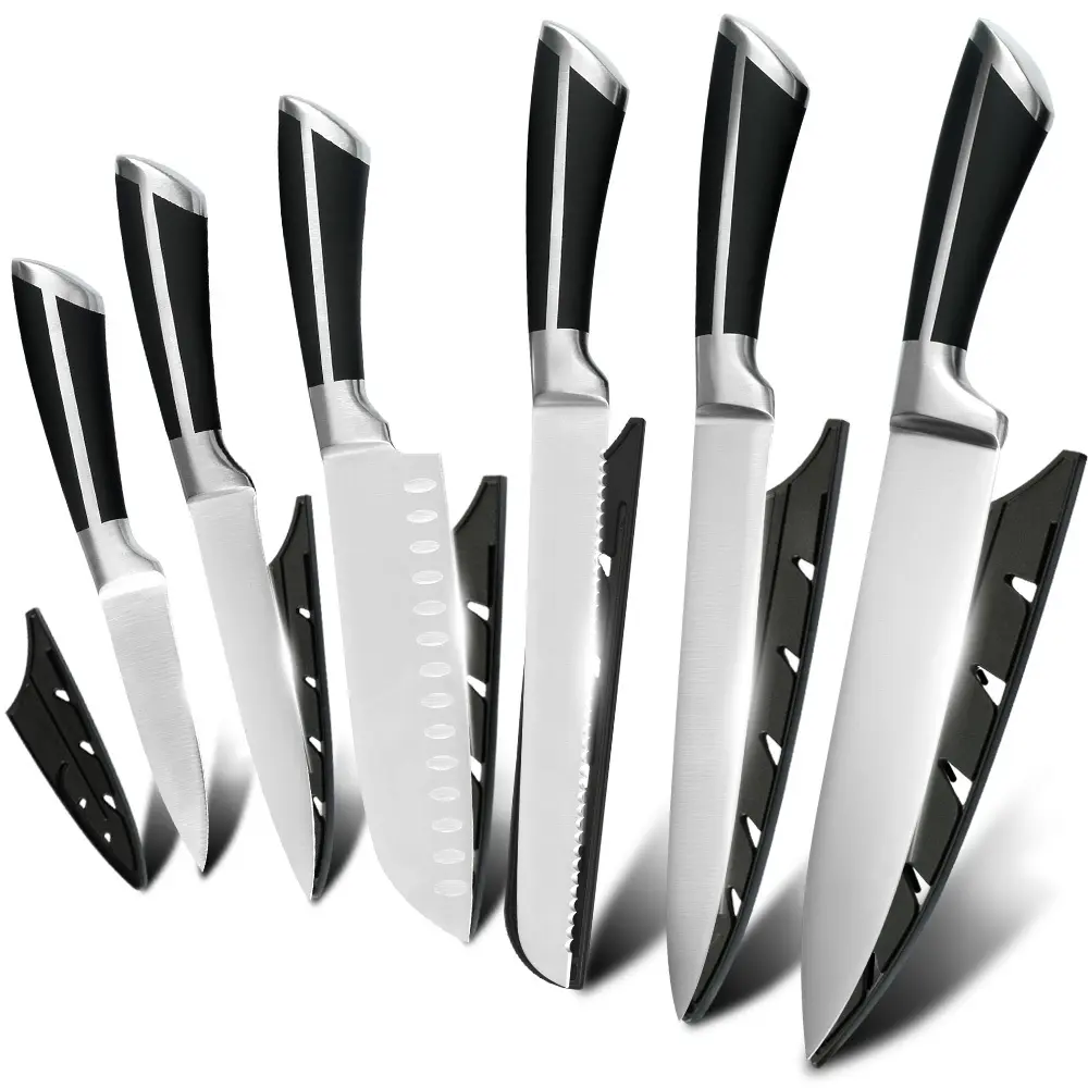 New Design 6Pcs Stainless Steel Knives Meat Knife Set Japanese Style Santoku Professional Kitchen Knife Set for Chef Cooking