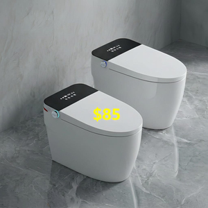 WC intelligent de luxe sans réservoir à panneau noir, à chasse automatique, à fixation au sol, avec siphon en S allongé, nouvelle arrivée 2026, haute qualité - Product Image 1
