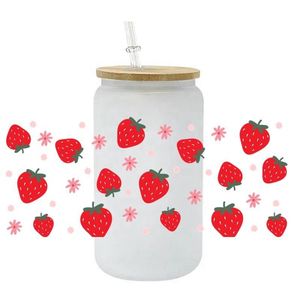 35000 + haute qualité 16OZ fraise UV Wrap transfert dessin animé fraise gâteau UV DTF tasse Wrap autocollants pour tasse - Product Image 2