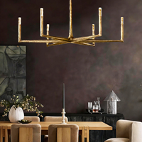 Lustre en cristal en laiton forgé vintage nordique rétro de luxe YH pour chambre à coucher, salle à manger, plafonnier, lampe suspendue