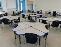 Bureau modulaire en forme de L Table d'activités pour enfants Table d'étude scolaire en bois à hauteur réglable