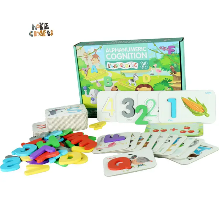교육 장난감 새로운 디자인 ABC 인식 퍼즐 숫자 일치하는 장난감 나무 2 in 1 철자 게임