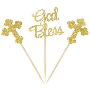 Glitter dio battesimo tema Cake Topper "God Bless" decorazione torta sante comunione - Product Image 6