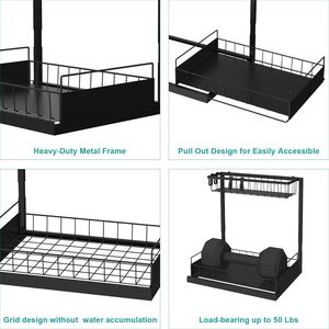 Organizador debajo del fregadero, estante organizador de gabinete extraíble de metal, organizadores de baño de <span class=keywords><strong>cocina</strong></span> y almacenamiento con cajón deslizante - Product Image 5