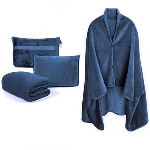 Custom Travel Airplane Bag Nap Shawl Cover Blanket with Buckle Flannel Foldable Casual Double-sided Fleece Storage Blan Blanket - Product Image 3