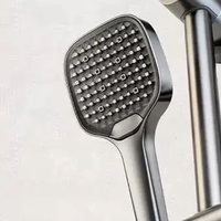 Ensemble de robinetterie de douche thermostatique gris anthracite en aluminium avec barre coulissante, poignée unique, jet doux/pluie, fixation murale, finition laiton, céramique, moderne