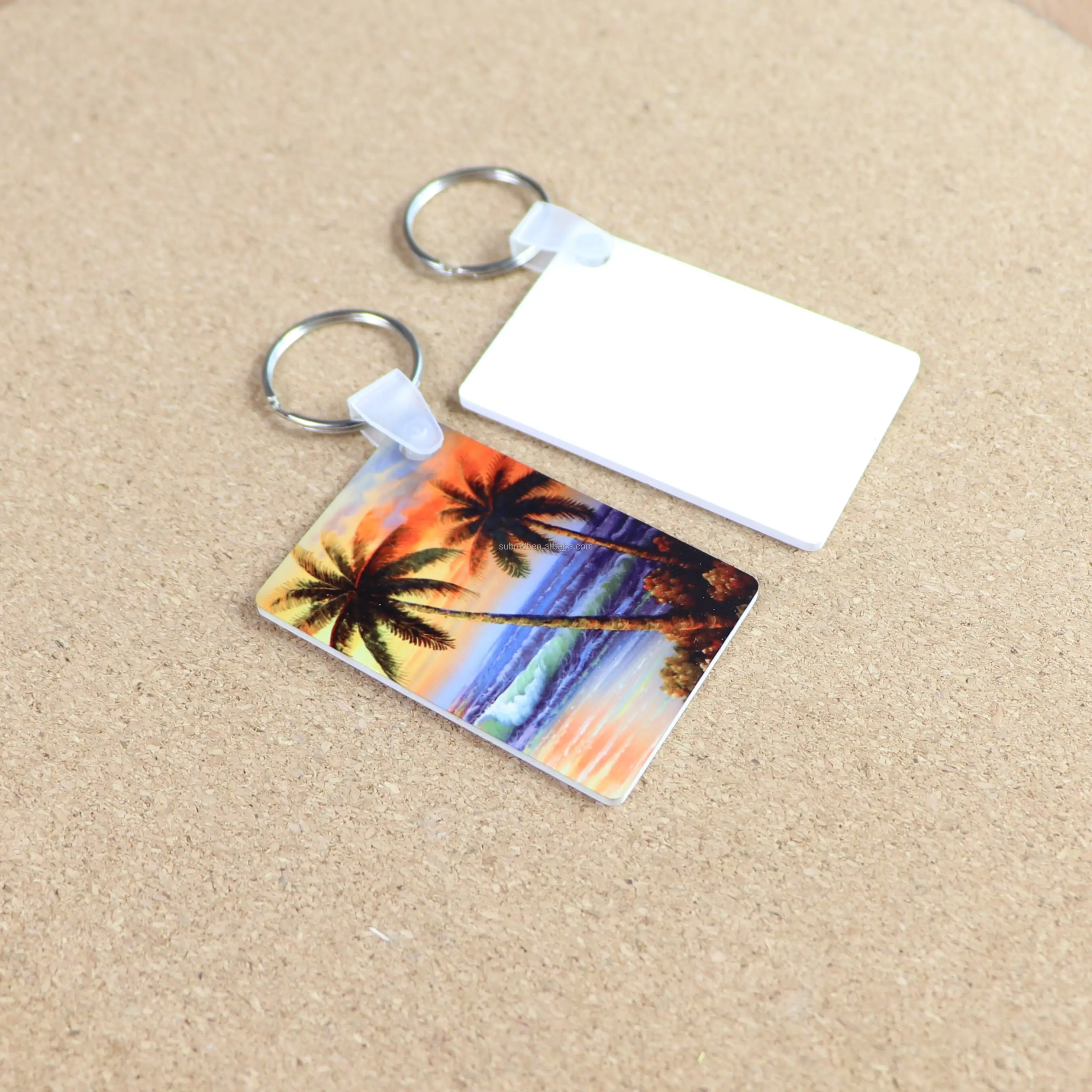 FRP Double-Side Sublimation Blanks Keychains Products Plastic Key Tag Bulk with Rings For Transfer Printing Making DIY Art Craft
