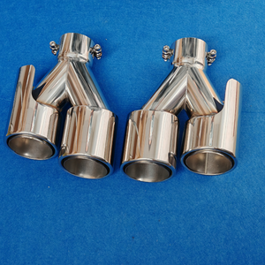 Embout d'échappement double de 3,5 pouces en forme de Y, poisson <span class=keywords><strong>volant</strong></span>, double paroi en acier inoxydable poli chromé, embout de silencieux pour voiture - Product Image 6