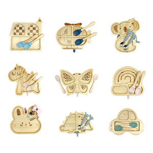 定制工厂环保动物考拉大象可爱儿童吸盘餐盘儿童餐具竹制婴儿喂食套装 - Product Image 4