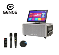 GENCE Enceinte KTV Intelligente Portable avec Écran Tactile RGB, Micros Sans Fil UHF Doubles, Basses HiFi, pour Fêtes à Domicile et Extérieur (Bluetooth 5.0)