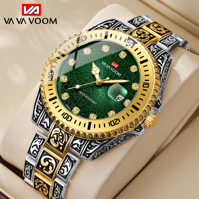 VA VA VOOM New Fashion Carved Strap Vintage Watch for Men Wholesale Unique Personality Luminous Luxury Diamond Wrist Man Watch