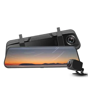 10 Inch Ips Display 4K Dash Cam Met 3 Kanalen Dash Cams Auto Video Recorder Touch Screen Zwarte Spiegel dvd