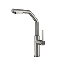 Robinet de cuisine à poignée unique en acier inoxydable chromé, design classique moderne, montage sur plan, douchette extractible pour hôtels