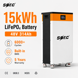 Batterie solaire SOEC 15 <span class=keywords><strong>kWh</strong></span> 48 V 314 Ah LiFePO4 certifiée CE UN38.3, système de stockage d'énergie avec garantie de <span class=keywords><strong>5</strong></span> ans et roues - Product Image 1