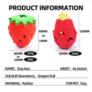 Jouet à mâcher en caoutchouc pour chien, design mignon et luxueux, écologique, en forme de fraise et de fruit du dragon, vente en gros - Product Image 4