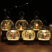 Boule à neige de Noël vintage avec LED, eau tourbillonnante, ornement de bureau, fonctionne sur piles, cadeau de Noël, décoration de maison pour les fêtes