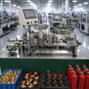 Machine de vissage d'extincteurs avec serrage pneumatique, contrôle PLC et intégration à la ligne de production - Product Image 1