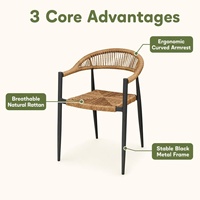 Chaise de jardin en rotin en gros pour l'extérieur, mobilier de bistrot en saule et rotin pour café, restaurant et rassemblements en plein air
